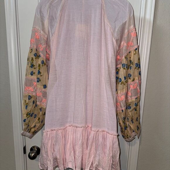 Free People Boho Pink and Floral Tunic Top - Picture 4 of 9